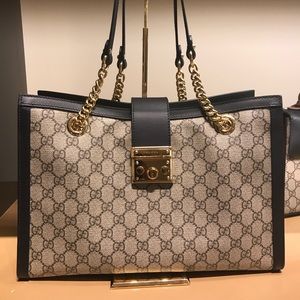 Gucci Signature Padlock Tote (Beige/Ebony)